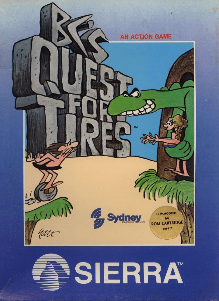 B.C.s Quest for Tires & B.C.s II: Grog's Revenge box art for Commodore 64